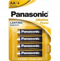 AA Baterie Alkaliczne PANASONIC LR6 Paluszki Grube 4 x Bateria R6 Blister