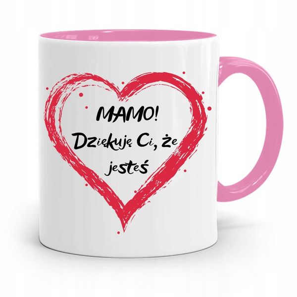 Kubek Różowy Prezent Dla Mamy Mamo Dziękuje Ci Z Nadrukiem Ze Zdjęciem zdjęcie 1