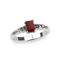 srebrny pierścionek z czerwonym agatem i markazytami pdm5940  15