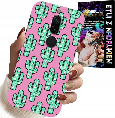ETUI DO XIAOMI REDMI 8 - KAKTUSY, KAKTUS NA RÓŻOWYM TLE + FOLIA na Arena.pl