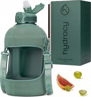 Duża butelka na wodę ze Słomką Uchwytem Pokrywką Kieszeniami pojemność 2,3l