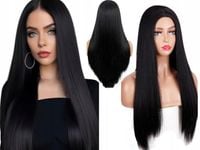 PERUKA DAMSKA WŁOSY DŁUGIE CZARNE PROSTE SZTUCZNE SYNTETYCZNE 65CM