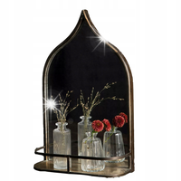 LUSTRO ŁAZIENKOWE ZŁOTE Z PÓŁKĄ ŚCIENNE 47x30cm loft retro metalowa rama