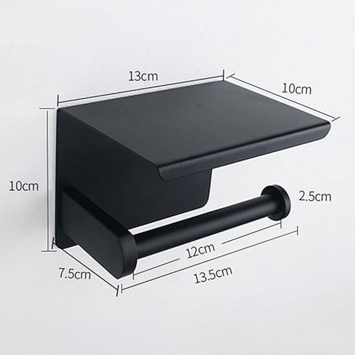 UCHWYT NA PAPIER TOALETOWY Z PÓŁKĄ CZARNY WIESZAK STALOWY ŁAZIENKA DOM WC na Arena.pl
