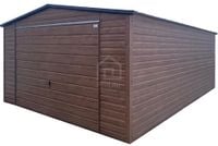 Garaż blaszany 4x5m brama uchylna drewnopodobny dach dwuspadowy PLG253