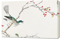 Obraz 90x60cm Brown-eared Bulbul, Kashu Vintage do Salonu