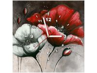 40X40CM ZEGAR MALOWANE MAKI CZERWIENI BRĄZIE OBRAZ