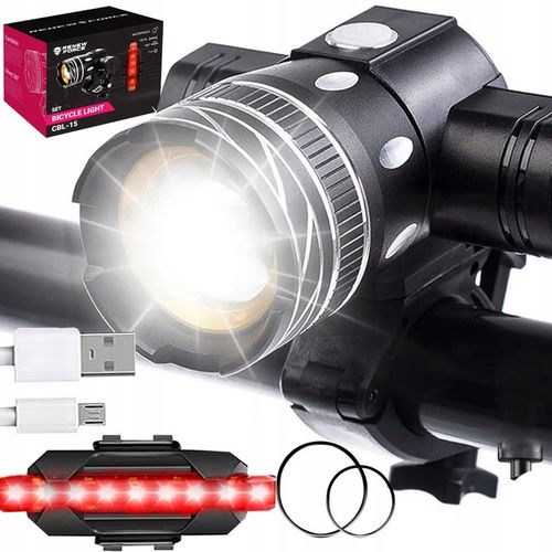 Lampa Rowerowa Przednia + Tylna na Kierownicę Akumulatorowa USB Latarka LED na Arena.pl