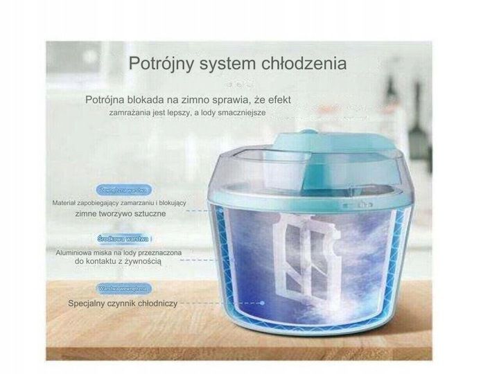 MASZYNA DO LODÓW AMZDEAL BL1450C NIEBIESKA PYSZNE LODY SORBETY LODZIARNIA zdjęcie 7