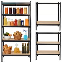 Regał magazynowy metalowy czarny 2w1 5 jasnych półek 180x90x40 cm