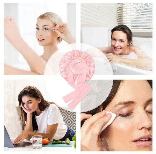 Jedwabny Czepek Do Spania Satynowy czepek na włosy do spania z opaską na Arena.pl