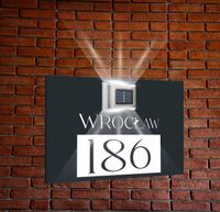 antracyt TABLICZKA ADRESOWA nierdzewna oświetlona numer domu lampka dibond