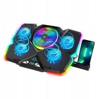 PODSTAWKA PODKŁADKA CHŁODZĄCA POD LAPTOPA PODŚWIETLANA + UCHWYT NA TELEFON