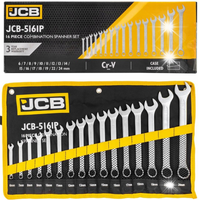 ZESTAW KLUCZY PŁASKO-OCZKOWYCH KLUCZE 16 ELEMENTÓW STAL CRV 6-24 MM JCB
