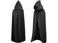CZARNA PELERYNA Z KAPTUREM GRUBA 150cm HALLOWEEN ZJAWA UPIÓR ŚMIERĆ
