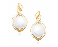 Delikatne pozłacane srebrne kolczyki perły perełki cyrkonie srebro 925 Z1094E