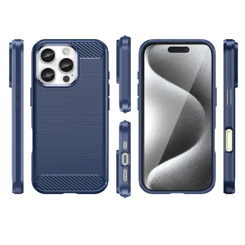etui silikonowe carbon case do iphone 16 pro max - niebieskie na Arena.pl