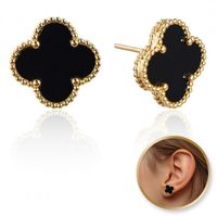 kolczyki ze stali szlachetnej platerowane 14k złotem, sztyft, koniczynka