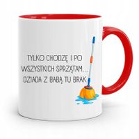 Kubek Czerwony Dla Mamy Tylko Chodzę I Sprzątam Z Nadrukiem Ze Zdjęciem