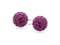 Kolczyki kulki kryształki fuksja Swarovski 10mm shamballa discoball srebro 925 CRH0008E10