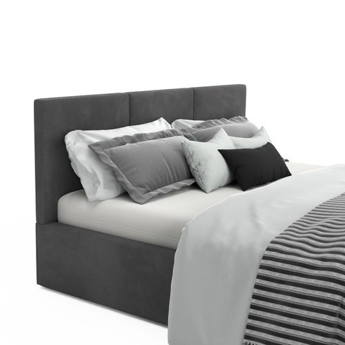 ŁÓŻKO TAPICEROWANE 160x200 ŁÓŻKO PODWÓJNE Z POJEMNIKIEM GRAFITOWE na Arena.pl