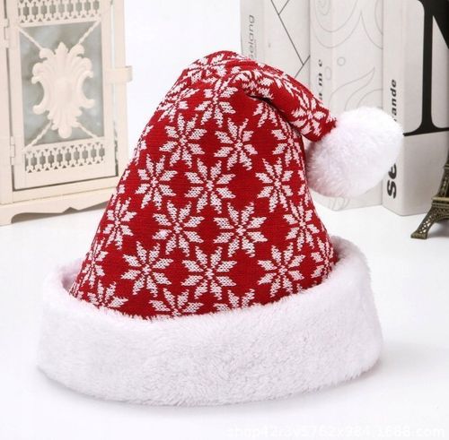 Czapka świąteczna mikołaj śnieżynka z pomponem na święta czerwono-biała na Arena.pl