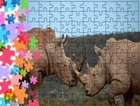 Puzzle tradycyjne Zwierzęta - Nosorożec