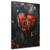 Obraz do salonu sypialni biura, Napis Love serce w stylu vintage