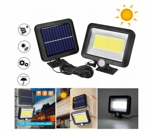 Halogen LAMPA SOLARNA Z CZUJNIKIEM RUCH I ZMIERZCHU 100 LED mocna zdjęcie 7