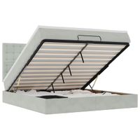 Rama łóżka otomana z materacami, szara, 180x200 cm, aksamit