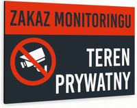 Tabliczka znak informacyjny 30x20 Antracyt ZAKAZ MONITORINGU Nierdzewna