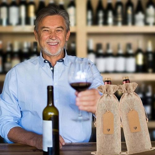 12X TORBY NA BUTELKI WINA ZE SZNURKIEM I PRZYWIESZKAMI TORBY JUTOWE na Arena.pl