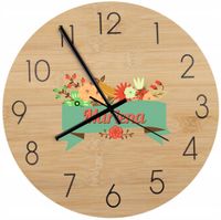 Bambusowy ZEGAR ścienny z nadrukiem UV na PREZENT Z IMIENIEM