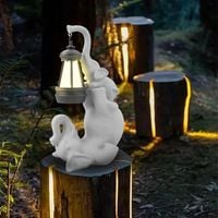 Figurka słonia z latarenką solarną z żywicy do ogrodu tarasu i wnetrz
