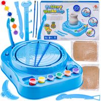 KOŁO GARNCARSKIE glina farbki narzędzia KREATYWNY NIEBIESKI ZESTAW ARTYSTA