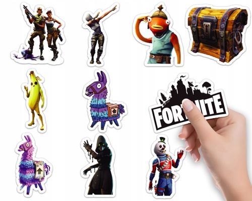 NAKLEJKI NA ZESZYT NALEPKA Z POSTACIAMI GRA FORTNITE BATTLE ROY WZORY 10SZT na Arena.pl