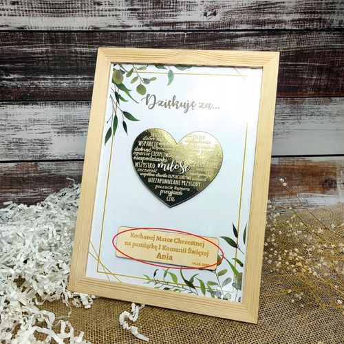 PREZENT PODZIĘKOWANIE DLA CHRZESTNYCH DZIADKÓW A4 RAMKA GRAWER ZŁOTE na Arena.pl