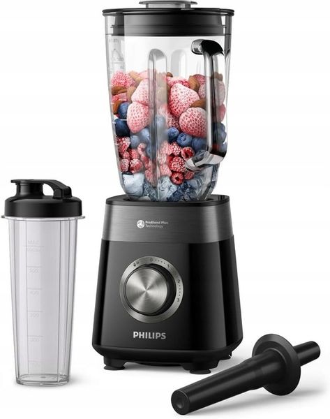 Blender kielichowy Philips Serii 5000 1200 W 2 L HR3031/00 czarny + BIDON zdjęcie 1