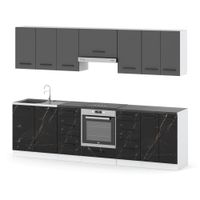 Kuchnia Piekarnik Nowoczesna Modułowa Blat 2.8m Biały Szary San Sebastian