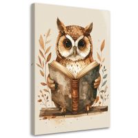 Obraz do pokoju dziecka przedszkolaka, Sowa ptak czytająca