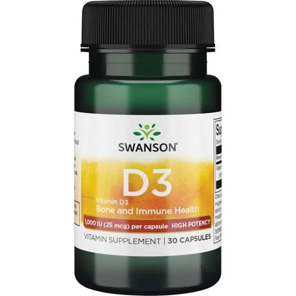 SWANSON Witamina D3 1000 IU (30 kaps.) zdjęcie 1