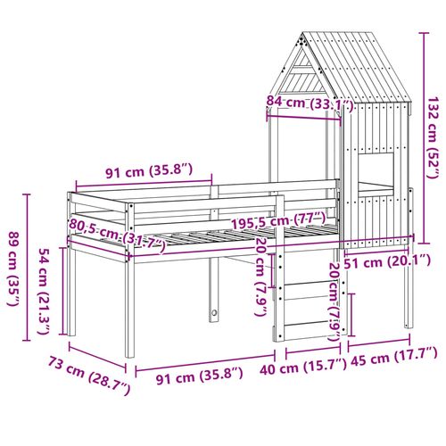 Wysokie łóżko z daszkiem, woskowy brąz 75x190 cm, sosnowe na Arena.pl