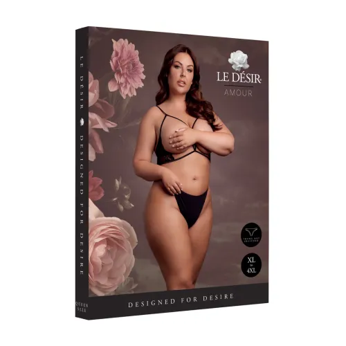 obsessive open cup triangle bra plus size czarny koronkowy xl-4xl na Arena.pl
