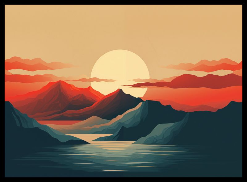 Plakat 55x40cm Zachód Słońca nad Górami zdjęcie 2