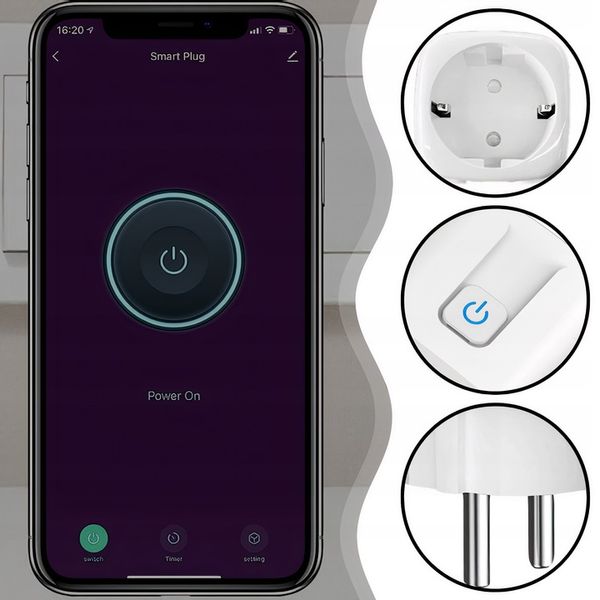 Gniazdko WiFi Tuya Watomierz Timer Inteligentne Kontakt SMART Sterownik zdjęcie 2
