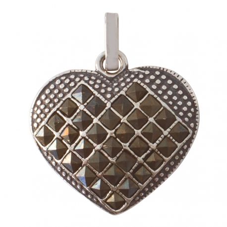 SREBRNY WISIOREK SERDUSZKO Z MARKAZYTAMI PRÓBA SREBRA 925 zdjęcie 1