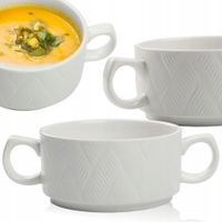 FLACZARKA BULIONÓWKA CERAMICZNA Z TŁOCZENIEM 300 ML DO ZUP FLAKÓW DESERÓW