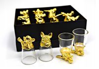 ZESTAW KIELISZKÓW DO WÓDKI ZŁOTE ZWIERZĘTA X 12 SZT
