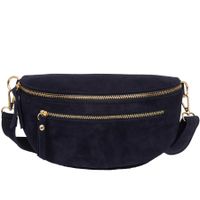 VERA PELLE nerka zamszowa saszetka biodrówka V677 granatowa