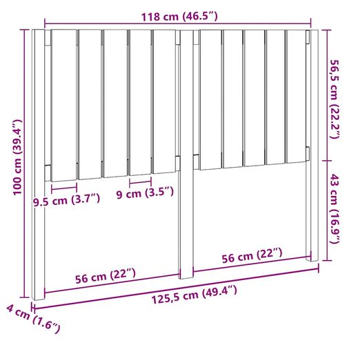 Wezgłowie łóżka, czarne, 125,5x4x100 cm, lite drewno sosnowe na Arena.pl